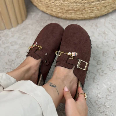 اسلیپر زنانه سنجاق قهوه ای